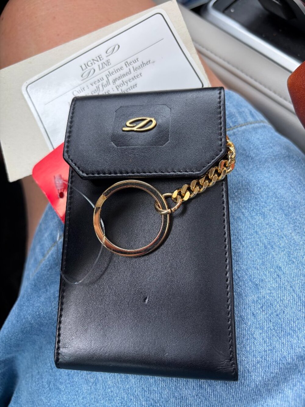 Vintage 1991 S.T. Dupont Ligne D Single-Ring Leather Key Case, Made in Italy